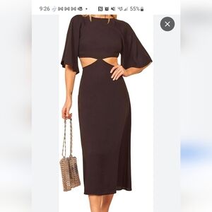 Cutout Crepe Midi Dress in Black L